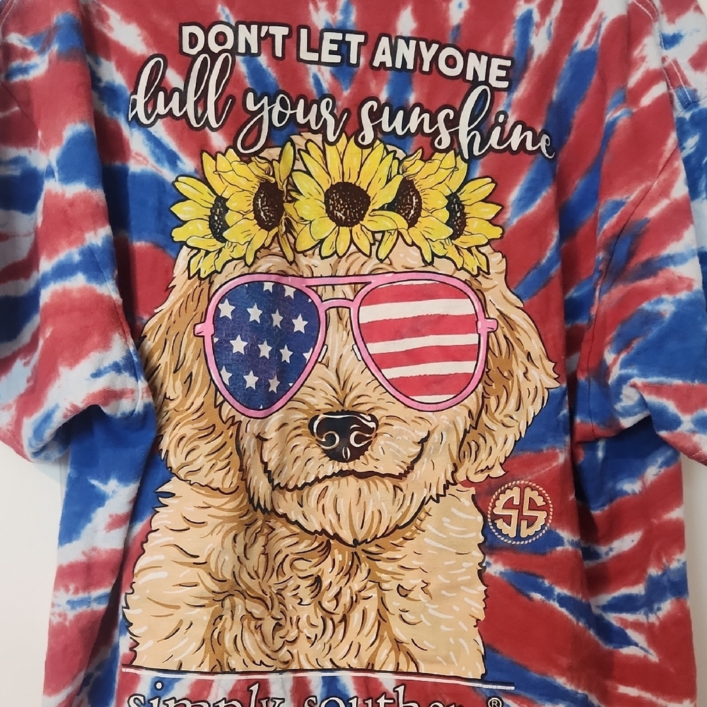 Simply Southern Womens Patriotic Tie-Dye Tee - Red, White, and Blue - Picture 3 of 4